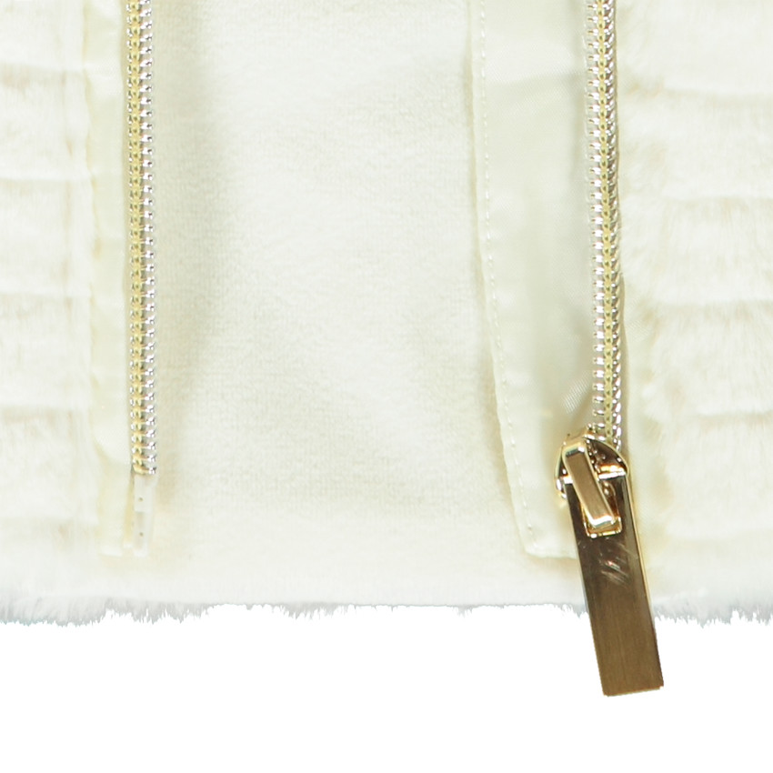 Doudoune manches longues en twill et sherpa + gilet pour fille 