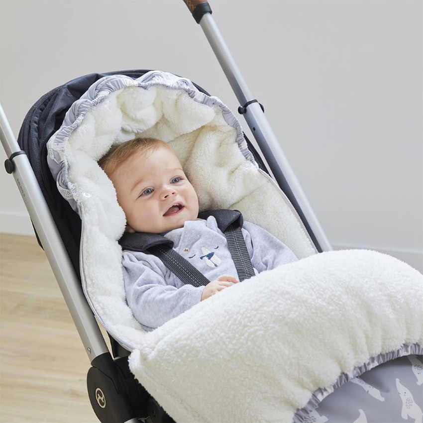 Chancelière en toile étanche avec fausse fourrure Mix & Match - Gris Clair 