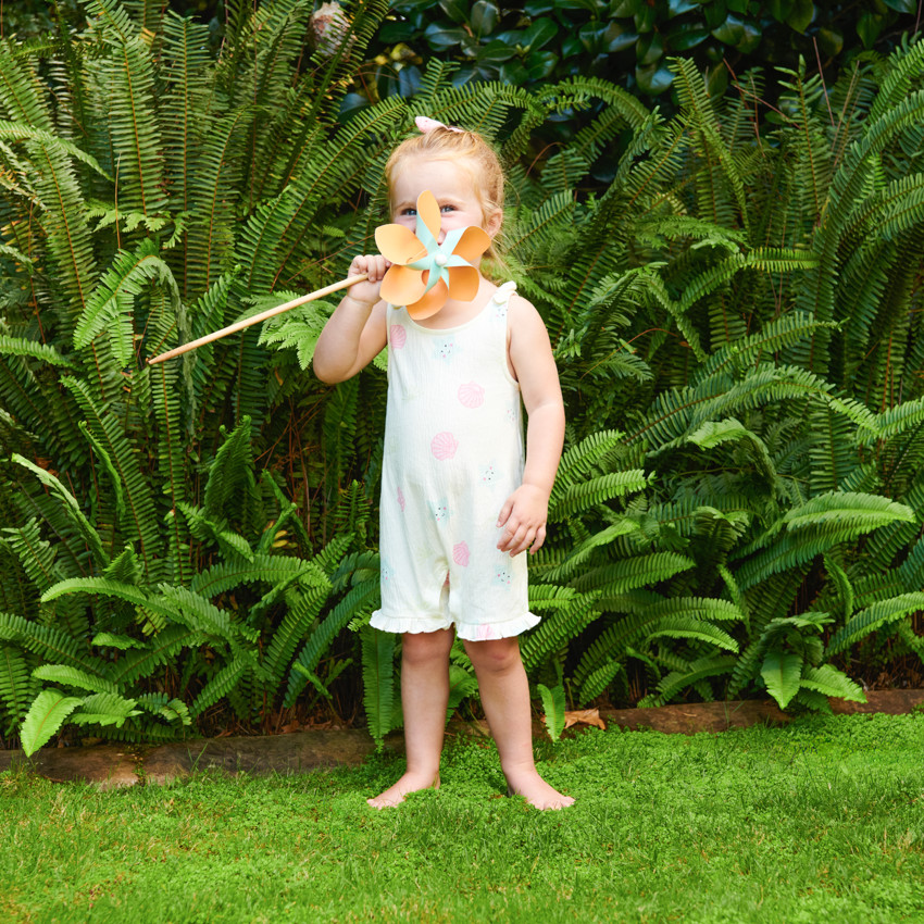 Combinaison courte imprimé plage pour bébé fille  