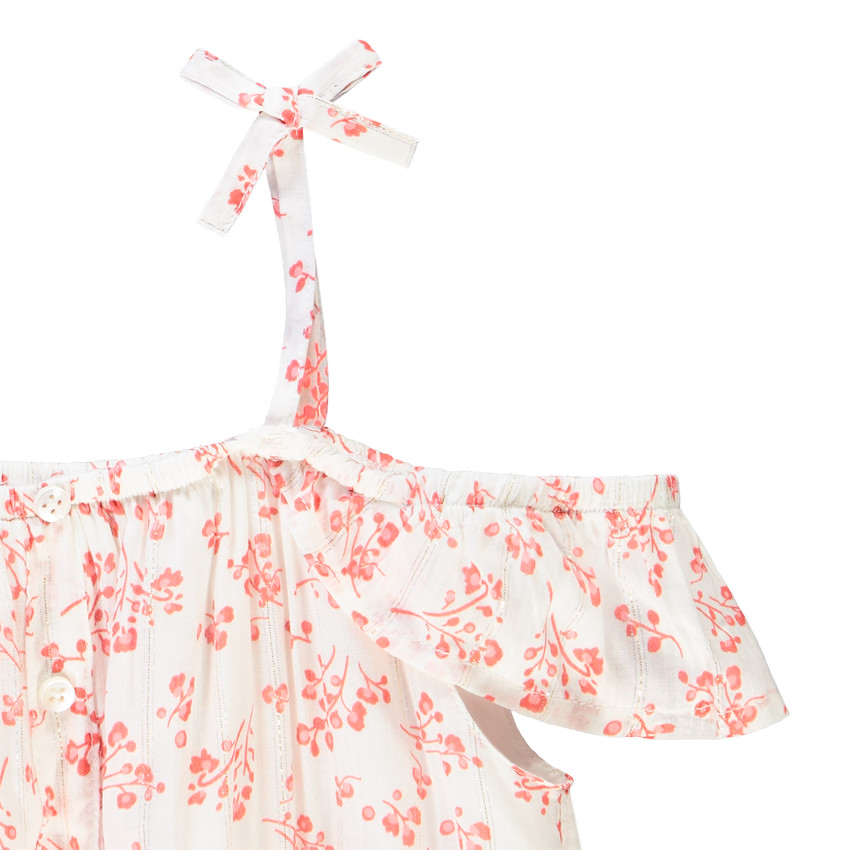 Top court à bretelles à fleurs pour fille 