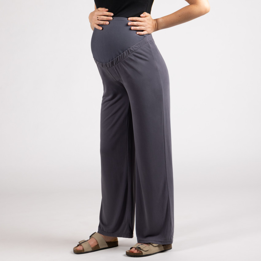 Pantalon large de grossesse uni avec bandeau haut