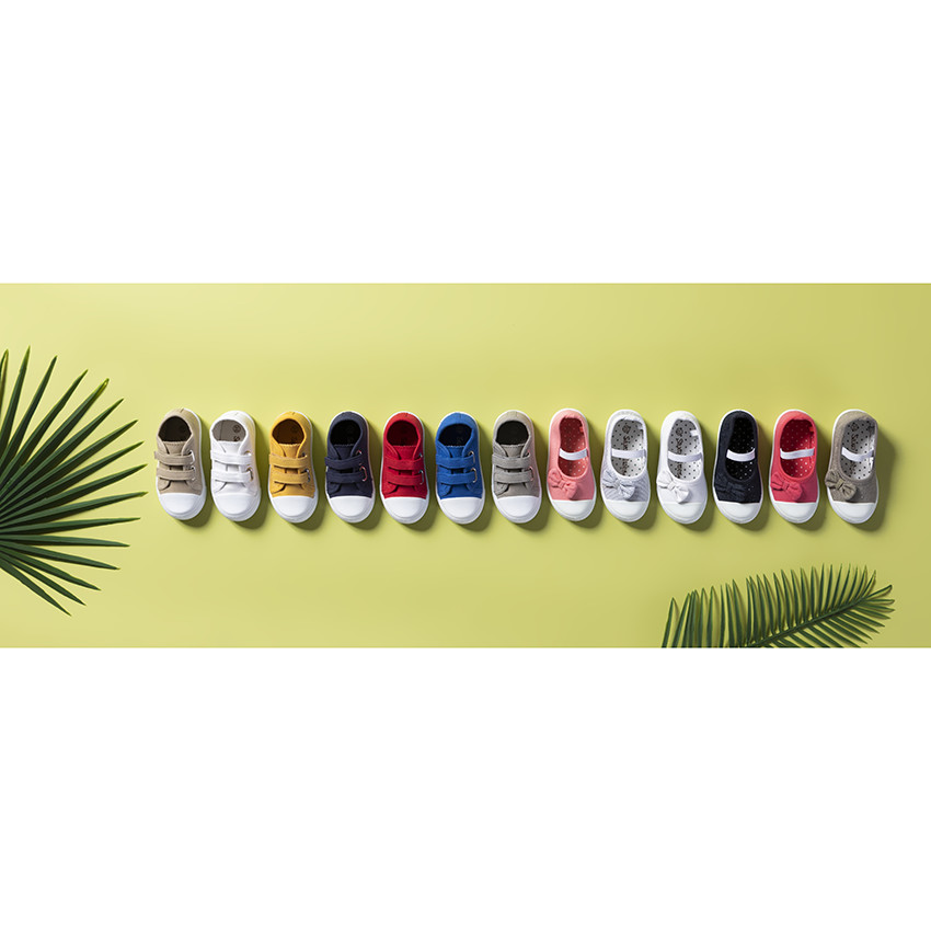 Babies roses en toile à noeud et lanière élastiquée du 24 au 35 