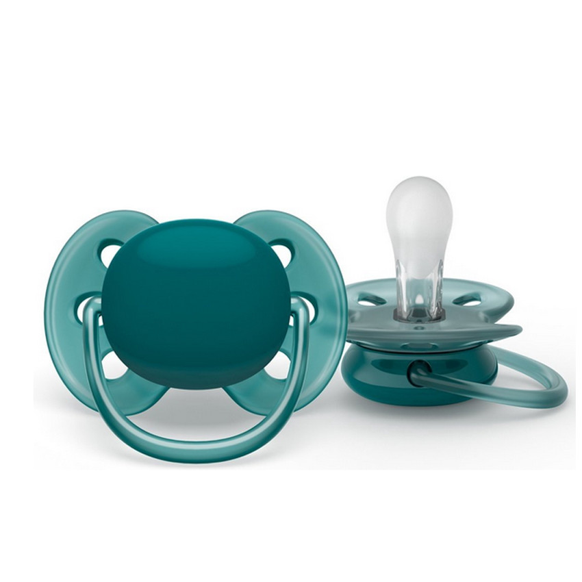 Sucette Silicone Ultra Soft +6m - Jaune/Vert - 2 pièces 