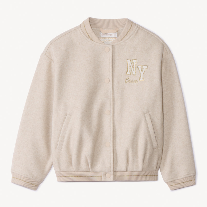 Veste manches longues à col teddy en feutrine pour fille 