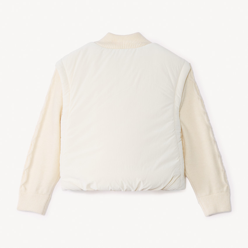 Doudoune et toile et tricot à col montant pour fille  