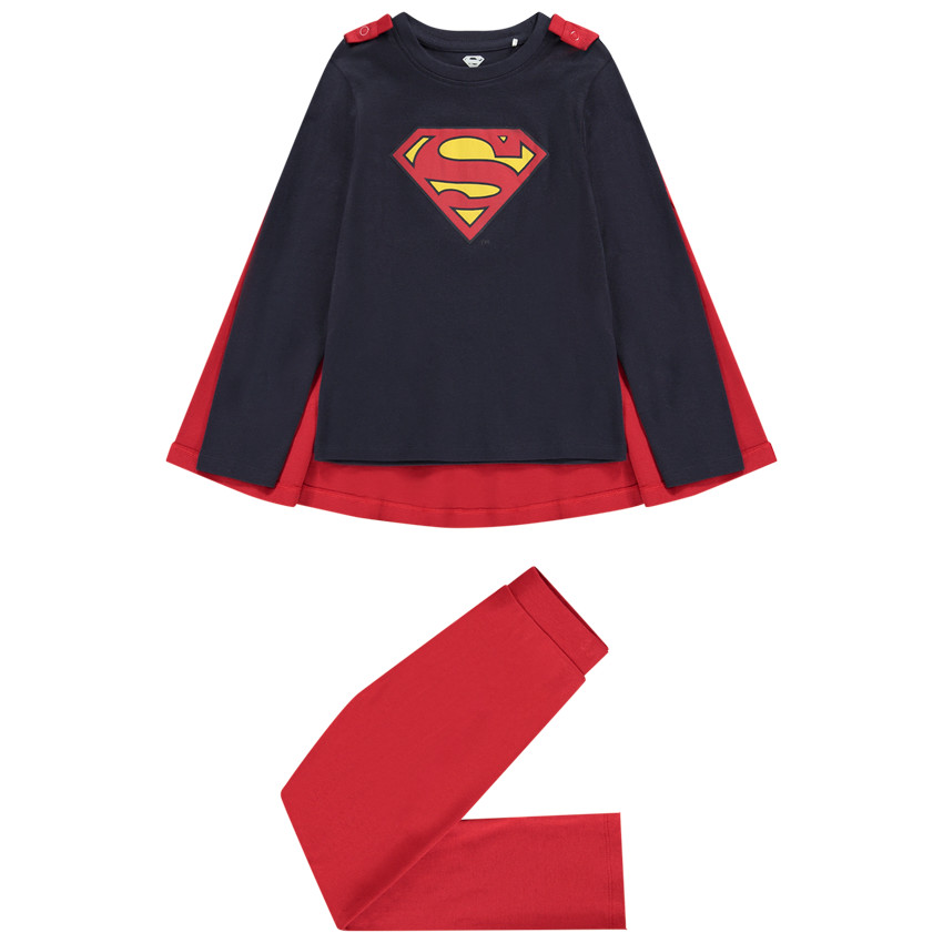 Pyjama 2 pièces en jersey print Superman Warner avec cape pour garçon