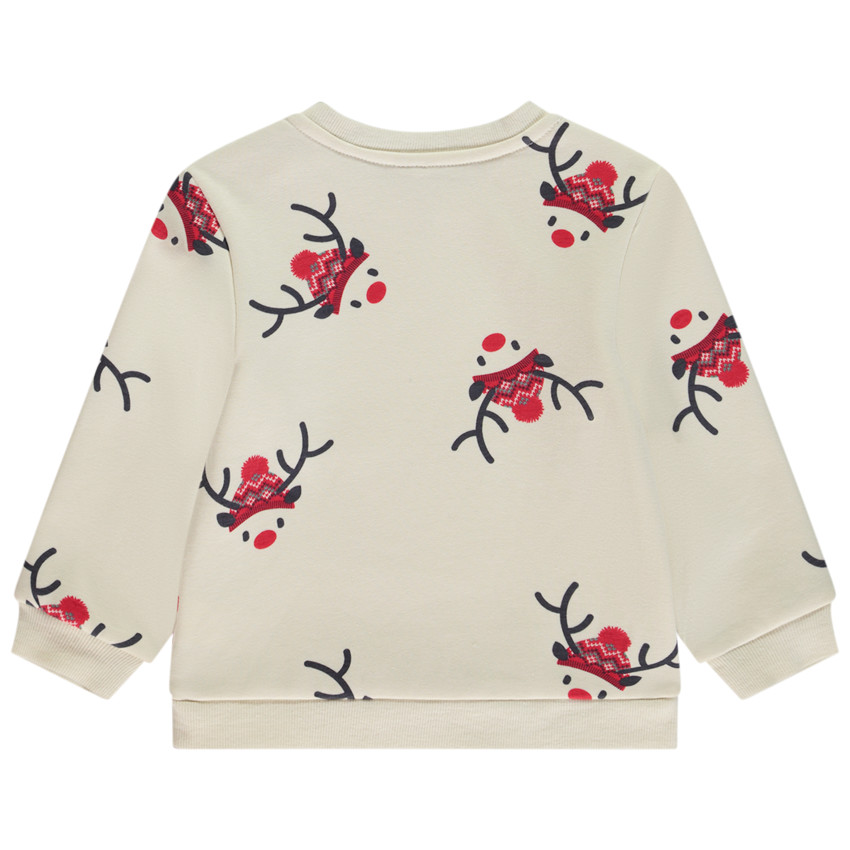 Sweat à Capuche Fille Imprimé Rennes De Noël - Coupe Ample, Manches Longues - Tissu épais Et Doux