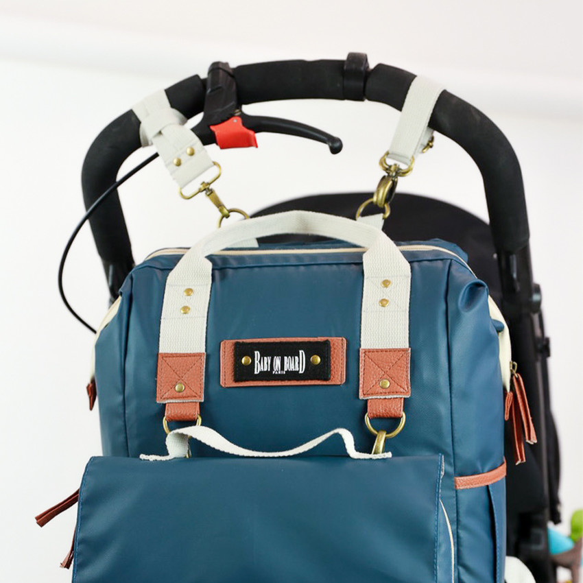 Sac à langer 2 en 1 type sac à dos Camille océan 