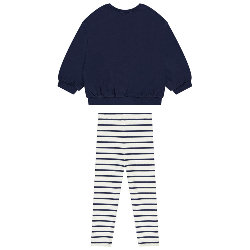Ensemble sweat à fleurs + jogging rayé pour bébé fille  