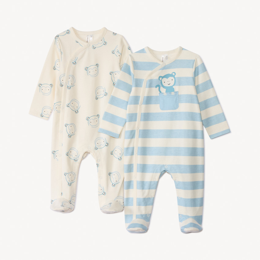 Lot de 2 dors-bien singe fantaisie en molleton pour bébé garçon avec ouvertures différentes selon l&#39;âge