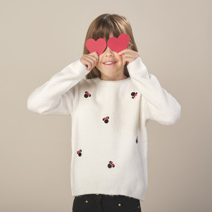Pull en tricot motif Minnie Disney strass fantaisie 