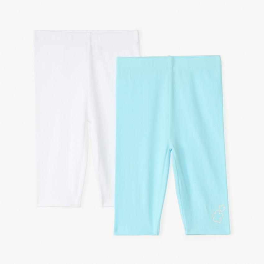 Lot de 2 corsaires unis avec fleurs dorées pour bébé fille