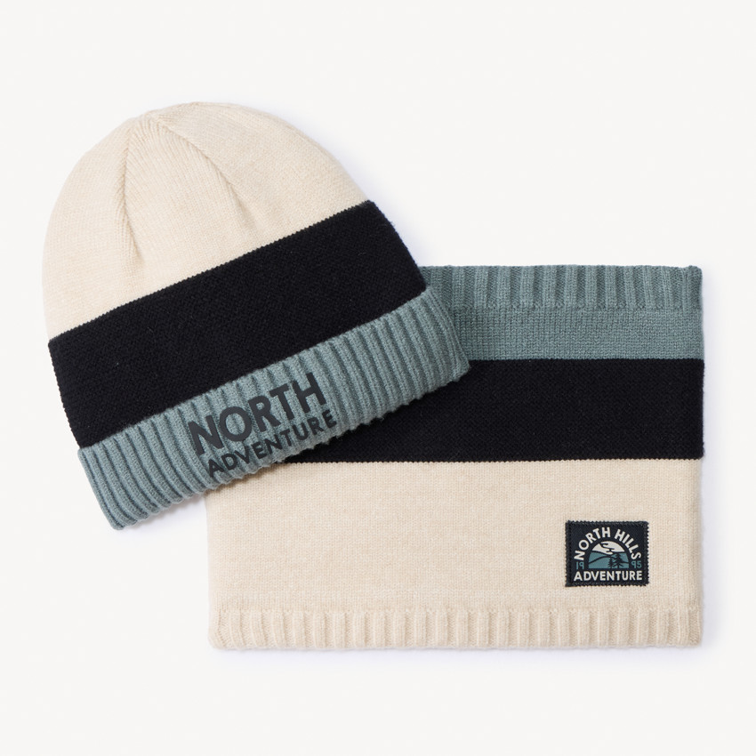 Set bonnet + snood effet color block pour garçon