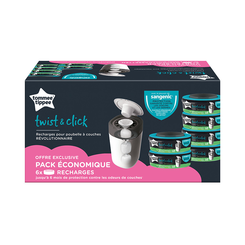 Lot de 6 recharges pour poubelle à couches Twist & Click 