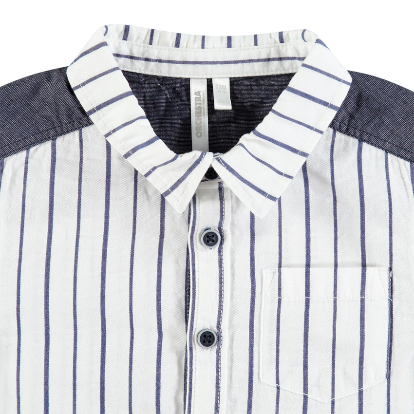 Chemise manches longues à rayures et chambray 
