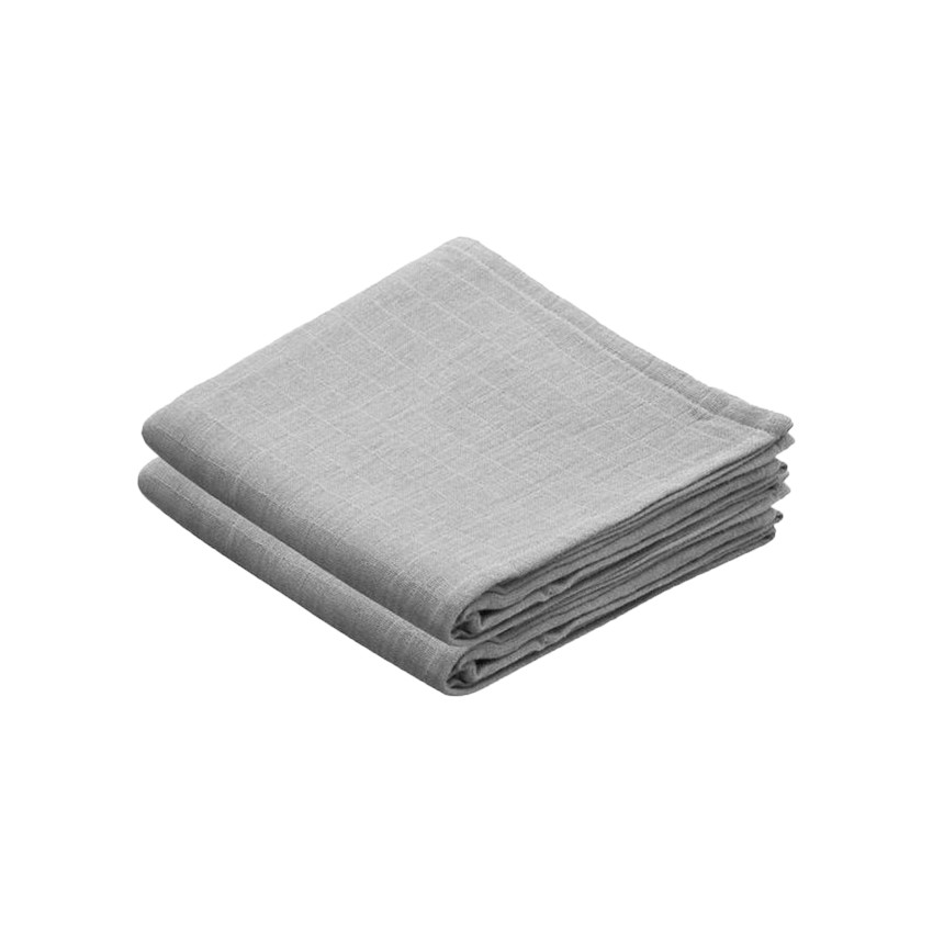 Lot de 2 langes 70 x 70 cm - Gris Main Lot de 2 langes 70 x 70 cm - Gris