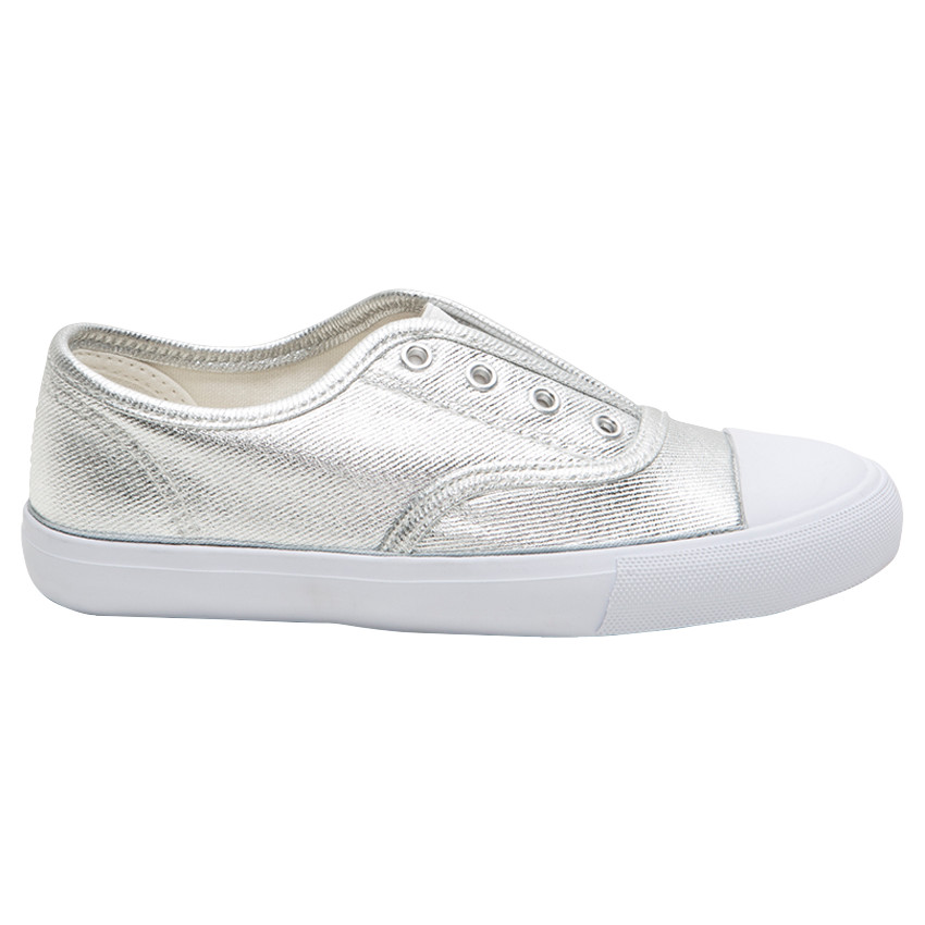 Baskets basses argentées avec élastique 