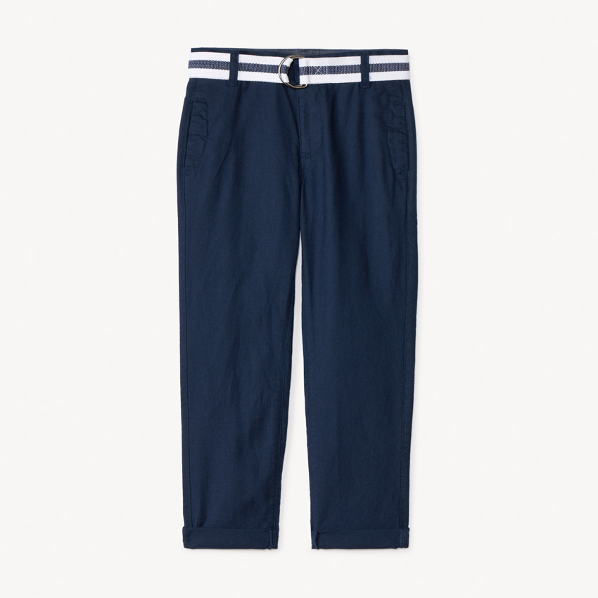 Pantalon droit en toile avec ceinture pour garçon 
