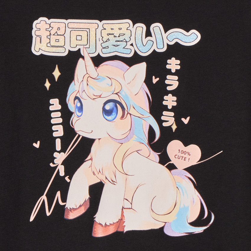 T-shirt manches longues print licorne kawaii pour fille 
