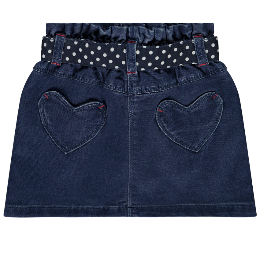 Jupe courte en jean avec ceinture foulard pour bébé fille 