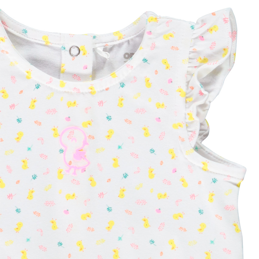 Combinaison courte imprimé poussins pour bébé fille 