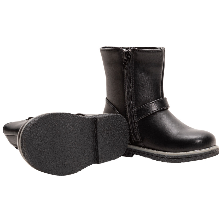 1/2 bottes effet cuir avec zip et strass fantaisie 