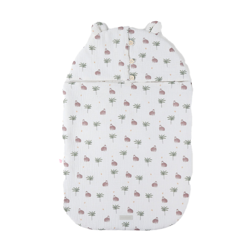 Nid d'ange en mousseline imprimé Cute Gorilla blanc 