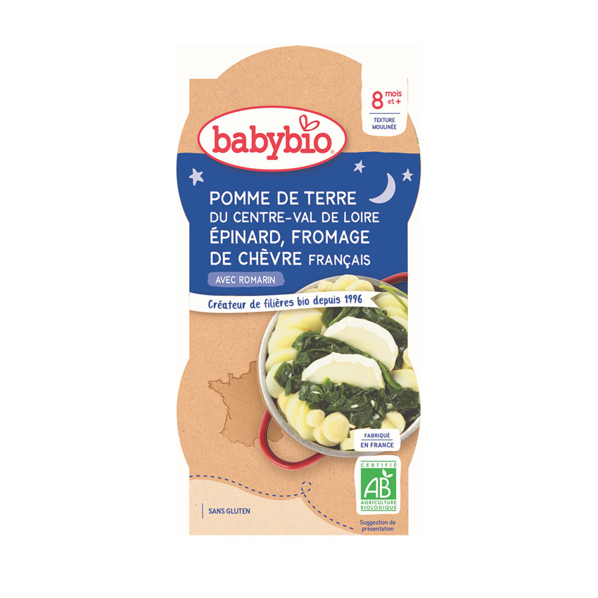 Bols de Pomme de terre, Epinard et Fromage de Chèvre 2x200g 