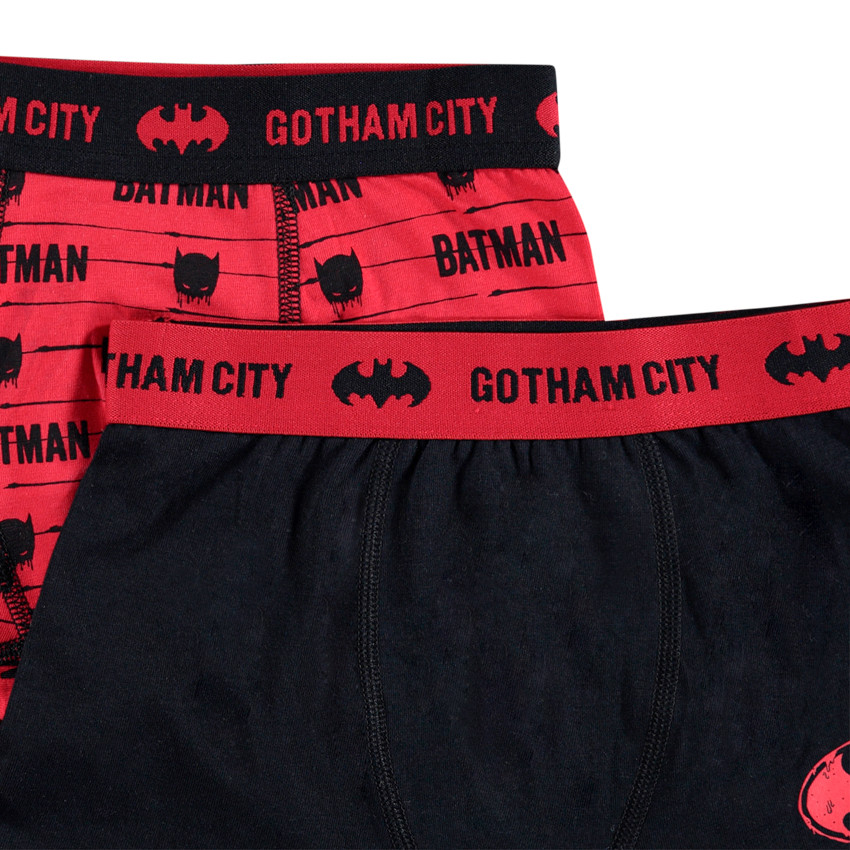 Lot de 2 boxer en coton noir / rouge print Warner Batman 