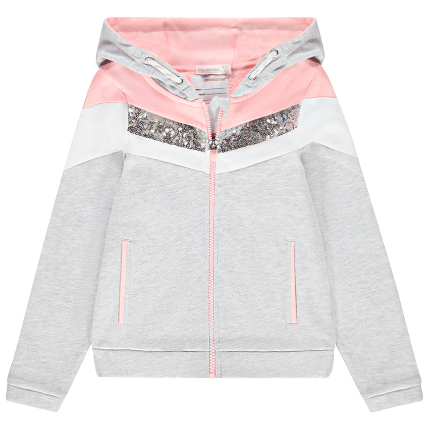 Gilet à capuche en molleton et sequins pour enfant fille 