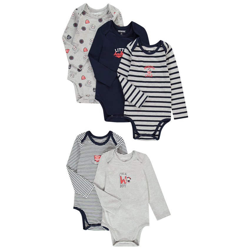 Lot de 5 bodies imprimé preschool academy pour bébé garçon 