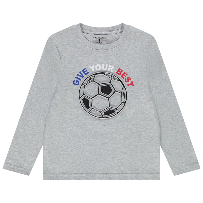 T-shirt manches longues en jersey avec print ballon embossed pour garçon 