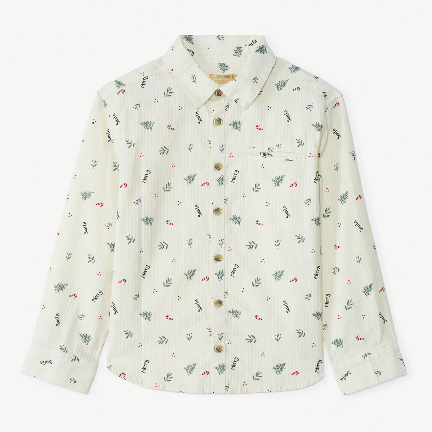 Chemise manches longues imprimé Noël pour garçon