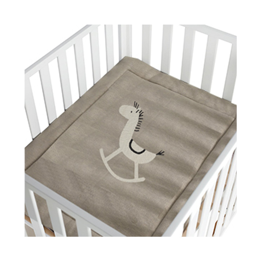 Tapis de parc en tricot 100% coton - Dessin cheval 