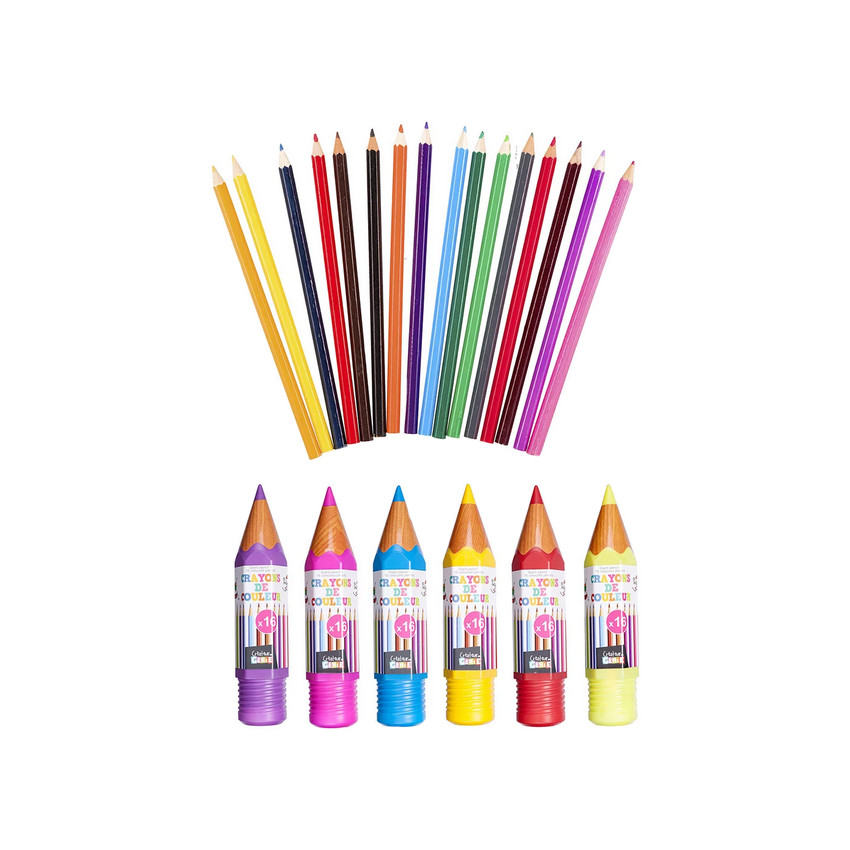 Boîte crayon de couleur + 16 crayons de couleur