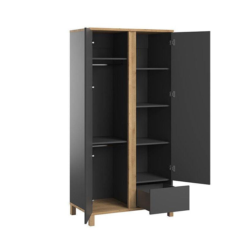 Armoire Altitude 2 portes - Graphite / Bois 