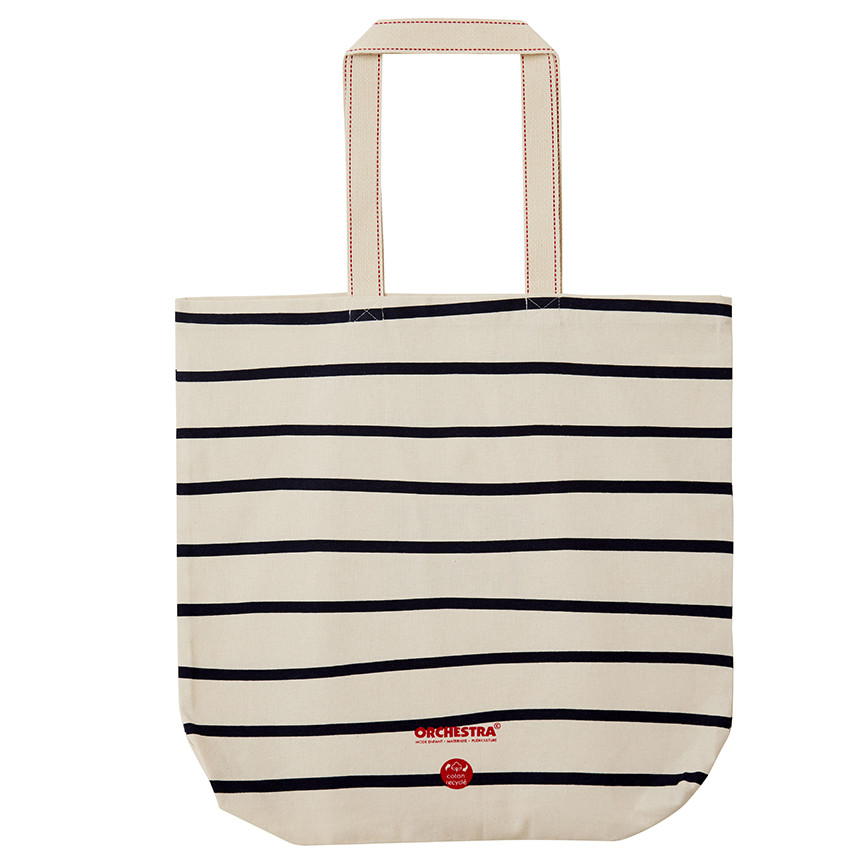 Tote bag rayé avec cœur en coton recyclé à 65% 
