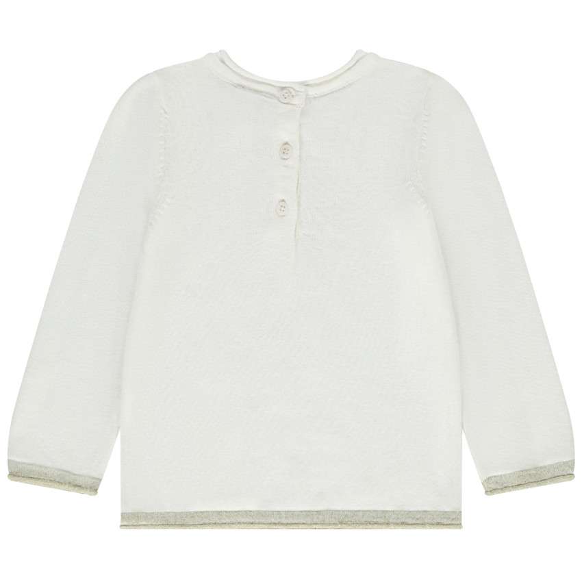 Pull en tricot avec broderies fleurs et détails lurex pour bébé fille 