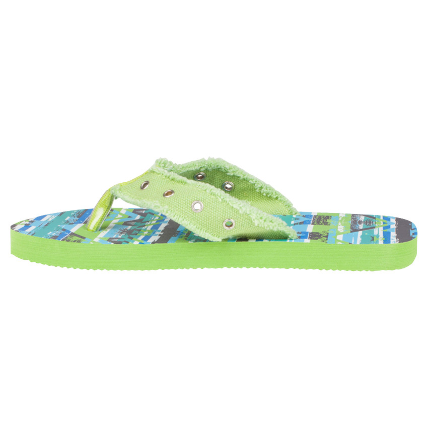 Tongs imprimées graphique avec bride textile et eyelets métalliques 