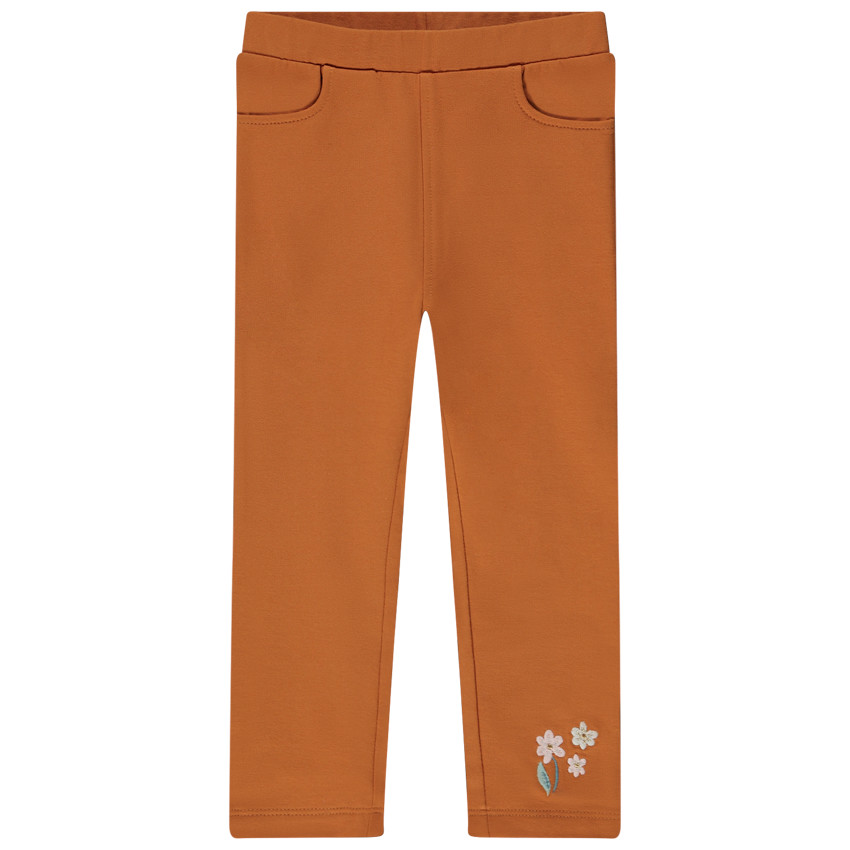 Caleçon long uni à broderies pour bébé fille