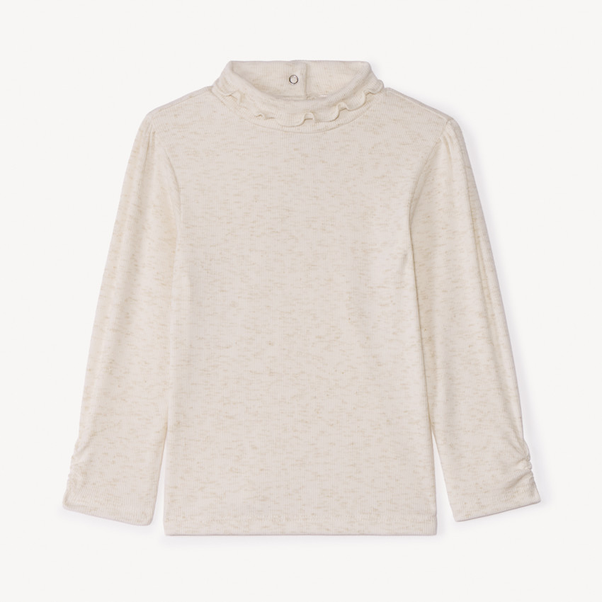 Sous-pull côtelé et scintillant à col roulé pour bébé fille