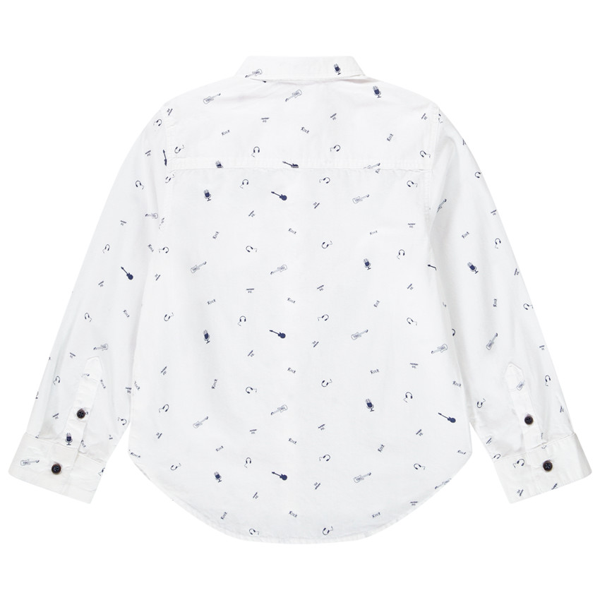 Chemise manches longues en coton à imprimé esprit musique 