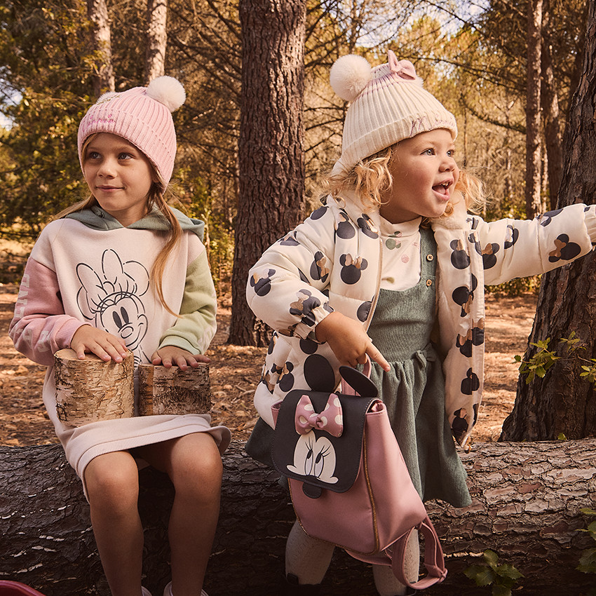Ensemble bonnet a pompons Snood en tricot Minnie Disney pour fille