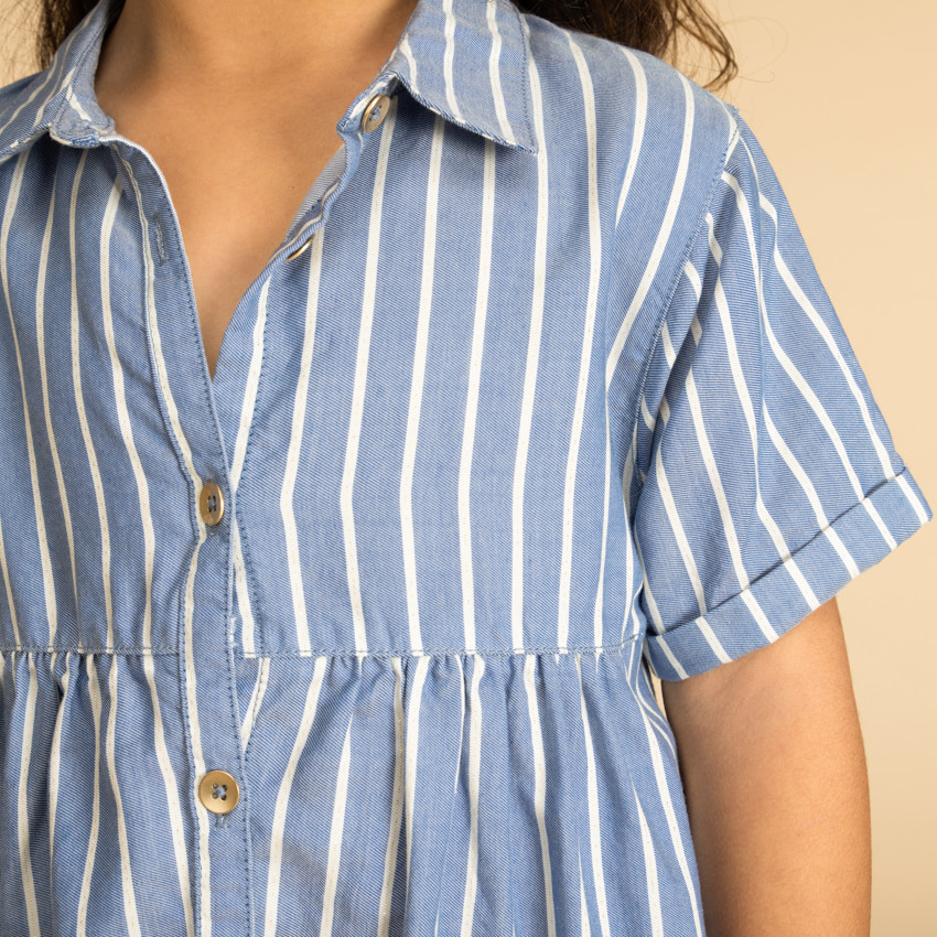 Robe chemise manches courtes rayée fille 