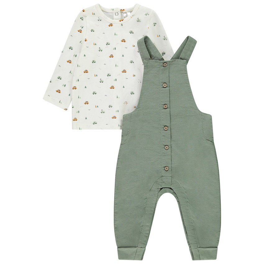 Ensemble salopette doublée + t-shirt manches longues bébé garçon