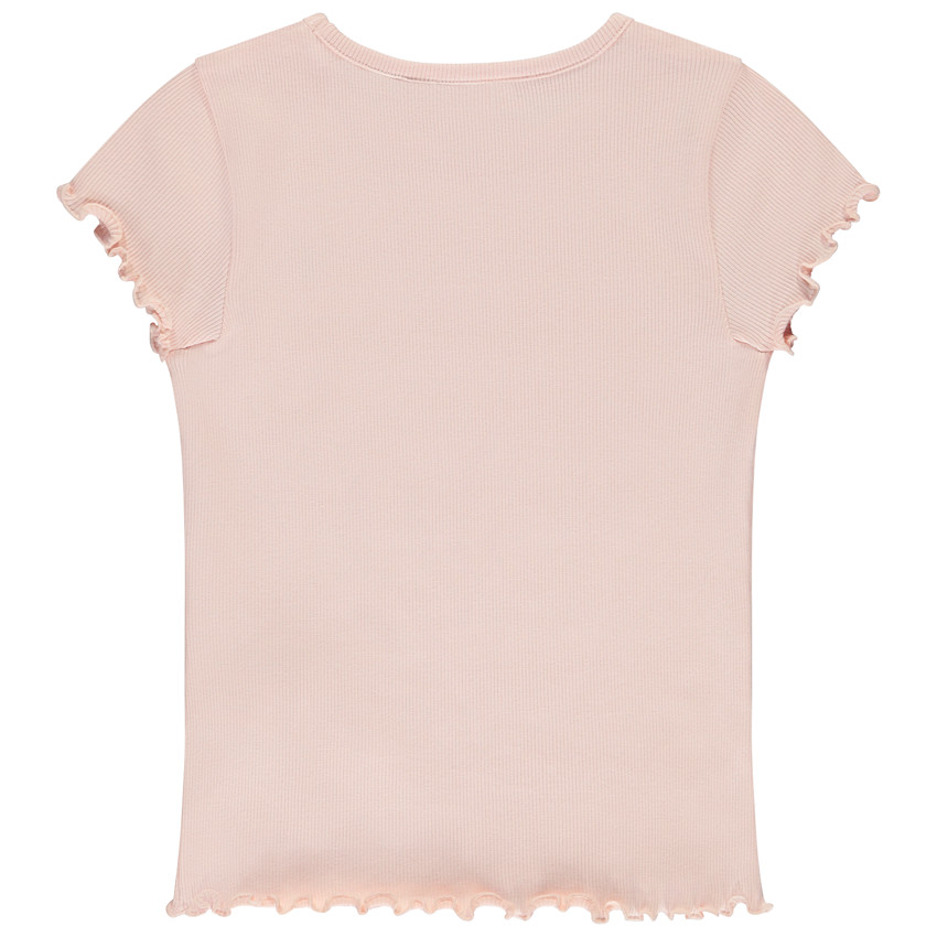 T-shirt manches courtes côtelé à cœur brodé pour fille 