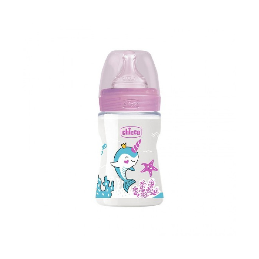 Biberon Bien-Être Flux Lent 150 ml 0 mois+ - Rose 