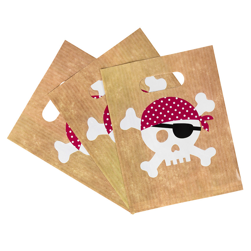 x 10 sacs à bonbons anniversaire Pirate Main x 10 sacs à bonbons anniversaire Pirate