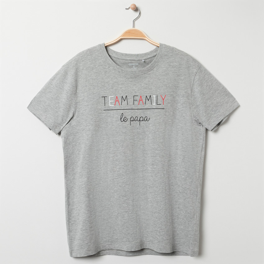 T-shirt homme manches courtes à texte printé "Le Papa" Team Family  