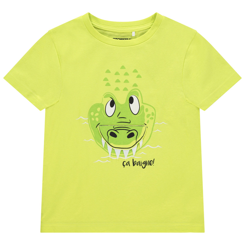 T-shirt manches courtes motif crocodile ludique en coton